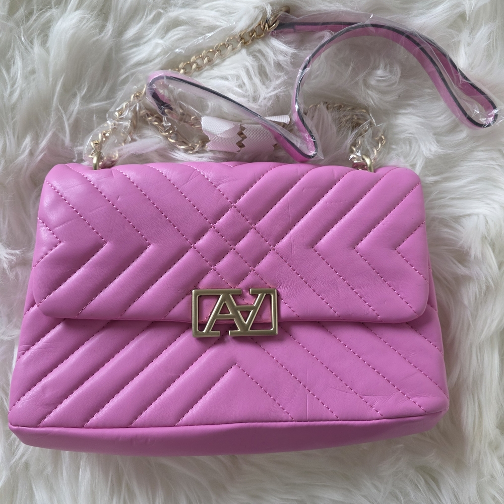 Aldo Pink Chevron Shoulder Bag with Gold Accents